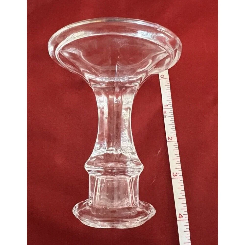 Clear Glass Crystal Candlestick Holders Pair Set Of 2 USA Vintage 4 in